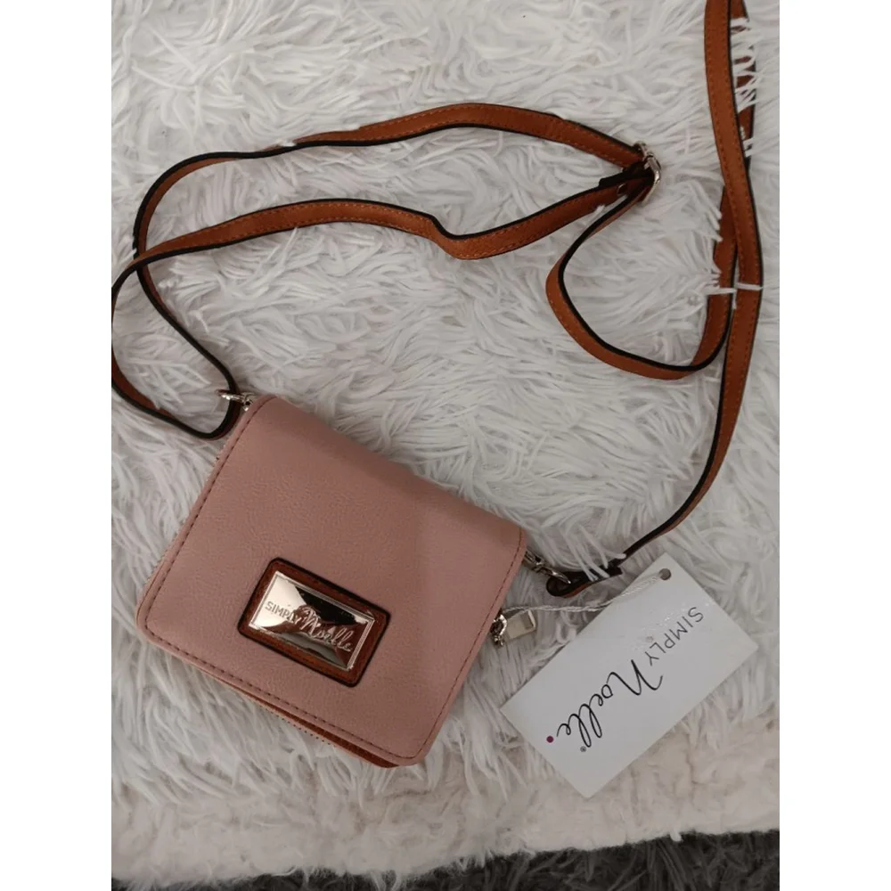 Simply Noelle Blush Pink Faux Leather Crossbody Wristlet Wallet Adjustable Strap